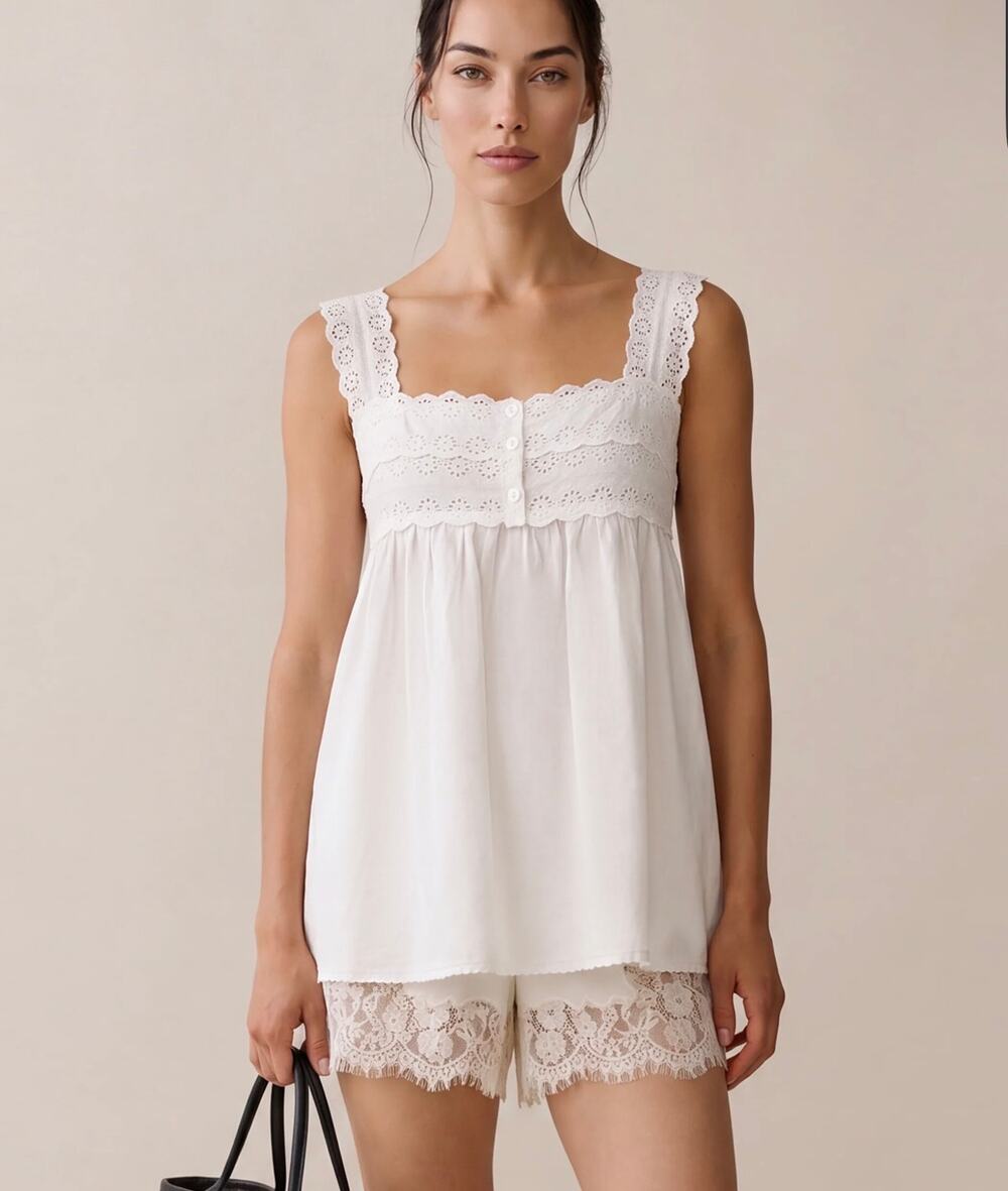 Few Moda sorella Kaylor Cotton Top white $147 Sz 8